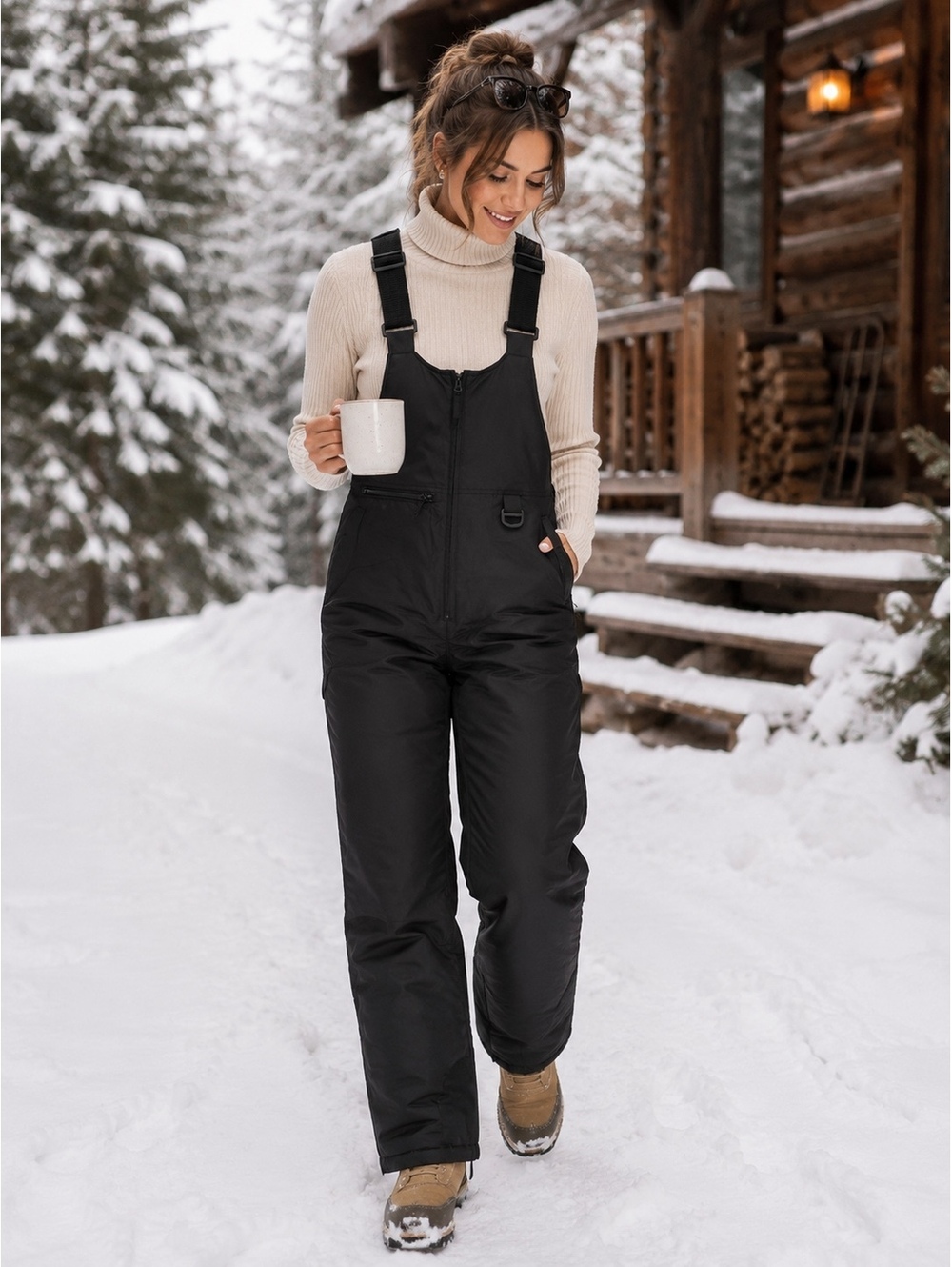 Sportcaster women's black insulated bib snow pants